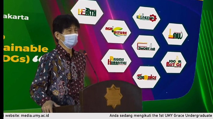 Pembukaan UMY Grace 2020 yang dilakukan secara langsung di Gedung AR. Fachruddin B lantai 5 kampus Terpadu UMY dan juga disiarkan secara daring melalui platform media sosial resmi UMY., Selasa (27/10/2020).