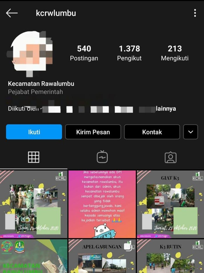 Instagram Kecamatan Rawalumbu Bekasi Di Hack Foto Profil Diganti Adegan Syur