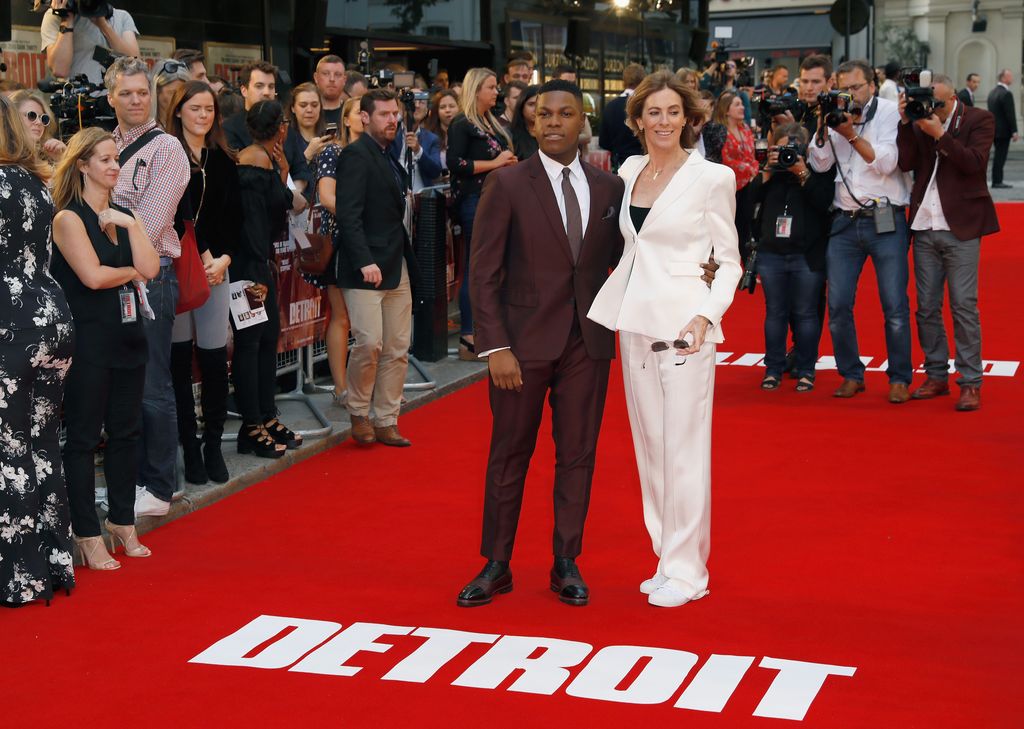 LONDON, ENGLAND - AUGUST 16:  (L-R) John Boyega and director Kathryn Bigelow arrive at the 'Detroit' European Premiere at The Curzon Mayfair on August 16, 2017 in London, England.  (Photo by Tristan Fewings/Getty Images)