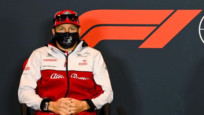 IMOLA, ITALY - OCTOBER 30: Kimi Raikkonen of Finland and Alfa Romeo Racing talks in the Drivers Press Conference  during previews ahead of the F1 Grand Prix of Emilia Romagna at Autodromo Enzo e Dino Ferrari on October 30, 2020 in Imola, Italy. (Photo by Mark Sutton - Pool/Getty Images)