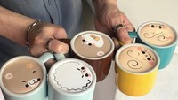 Latte art buatan Lee Kang Bin juga banyak yang menggemaskan. Seperti 6 gelas latte berikut ini ini. Foto: Instagram @leekangbin91