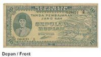 Uang ini diterbitkan pada masa sebelum Republik Indonesia Serikat. Bahan dasar kertas, dengan gambar Presiden Soekarno dan gambar pemandangan sawah dan gunung. Kemudian bagian belakang ketentuan Undang-undang dan gambar ornamen.Foto: Dok. Bank Indonesia