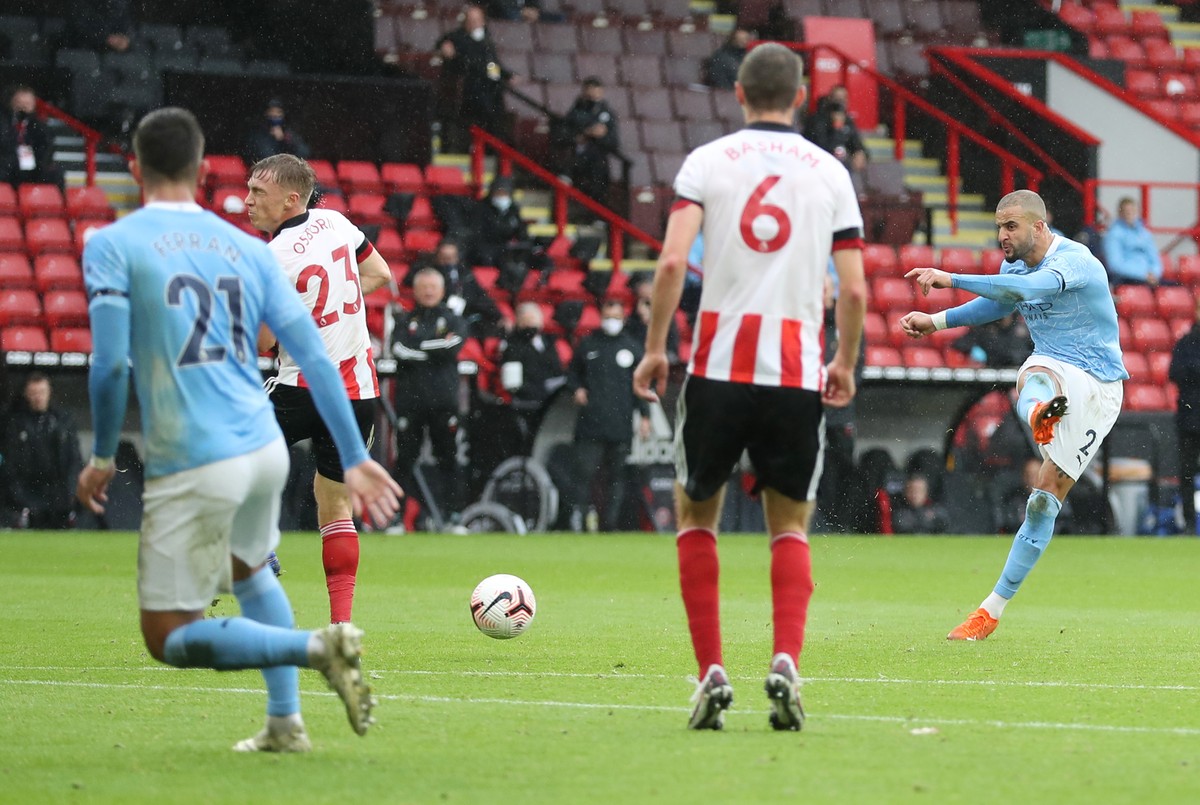 Manchester City mengungguli Sheffield United 1-0 di babak pertama. (Foto: Getty Images/Catherine Ivill)