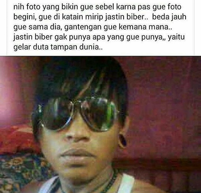 Kalau boleh tahu Jastin Biber siapasih? Aku sih taunya Justin Bieber. Foto: Facebook