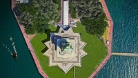 Potret digital Patung Liberti di New York, AS, dari ketinggian (dok Budget Direct)
