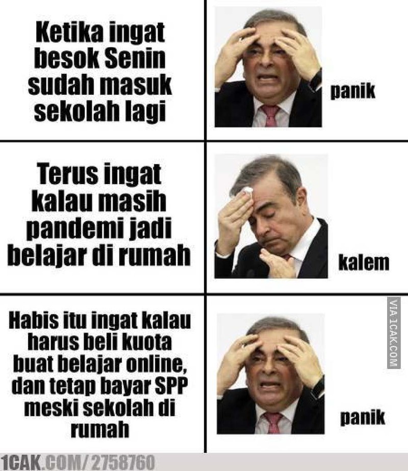 Buat anak sekolah di era pandemi COVID-19, sekolah online ternyata penuh lika-liku. Berikut ini adalah beberapa meme yang bikin kamu bilang 