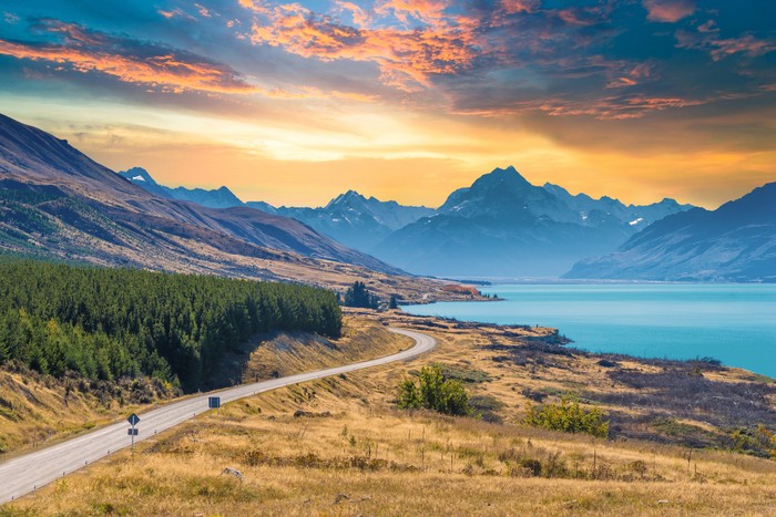 Panoramic view popular and famaus place nature landscape in south island New Zealand