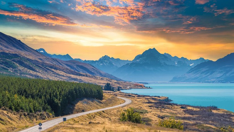 View Selandia Baru Panoramic view popular and famaus place nature landscape in south island New Zealand