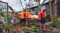 Sepuluh kematian tercatat di provinsi Albay, tetapi kepala bencana provinsi Cedric Daep mengatakan tanpa langkah evakuasi sebelum topan melanda maka ribuan orang akan tewas. Philippine Coast Guard via AP  
