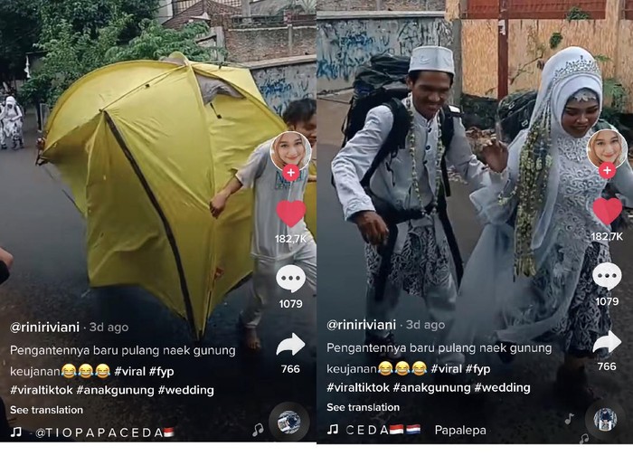 tiktok Pasangan pengantin yang lari karena hujan saat menjalani foto prewedding