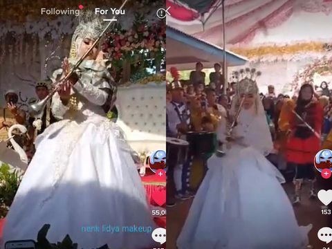tiktok Pengantin melakukan aksi mayoret di pernikahannya