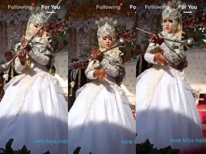 tiktok Pengantin melakukan aksi mayoret di pernikahannya