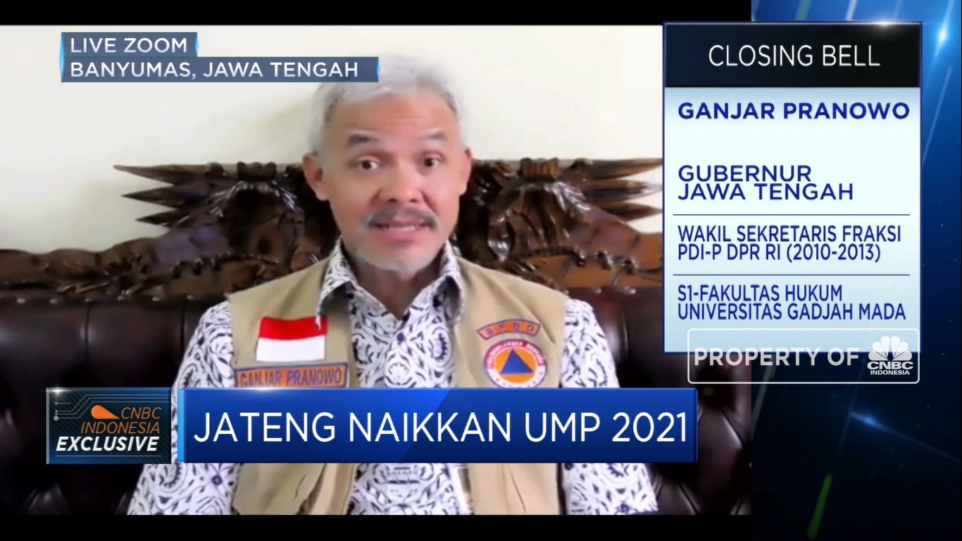 UMP Jateng 2021 Naik 3,27%, Ganjar Pranowo Jelaskan Alasannya(CNBC Indonesia TV)