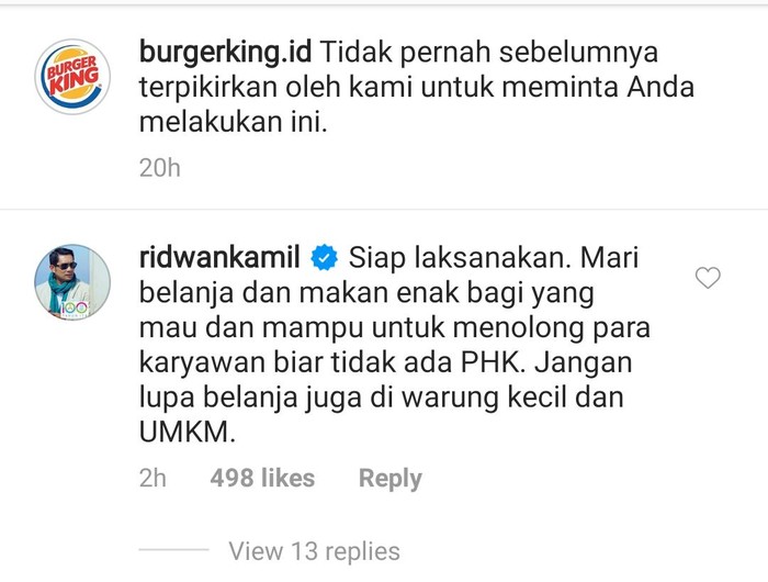 Burger King Ajak Pelanggan Jajan Makanan McD, Ridwan Kamil Ikut Komentar