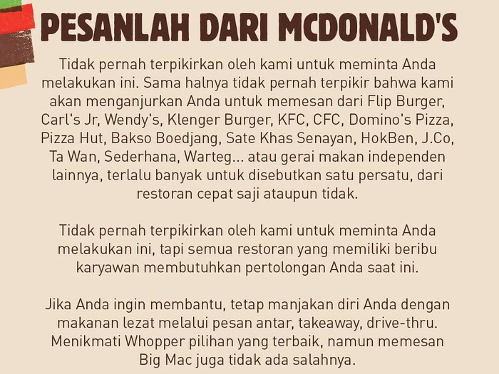 Burger King Minta Pelanggan Beli Makanan Di Mcdonald S Dan Warteg