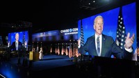 Partai Demokrat mengusung kandidat Joe Biden sebagai calon presiden Amerika Serikat 2020 dengan pasangan Senator Kamala Harris. AP Photo/Andrew Harnik  