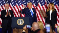 Lawannya Presiden Amerika Serikat, Donald Trump, terpilih kembali menjadi kandidat calon Presiden usai diusung Partai Republik dengan pasangan Mike Pence. AP Photo/Evan Vucci  