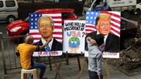 Kandidat Pilpres AS 2020 dari Partai Demokrat ialah Joe Biden. Sedangkan Partai Republik kembali mengusung Presiden Amerika Serikat, Donald Trump. AP Photo/Rajanish Kakade  