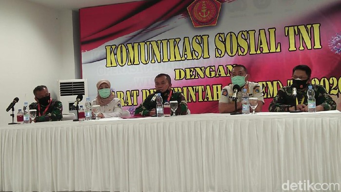 Jumpa pers TNI soal penanganan COVID-19 di Wisma Atlet.