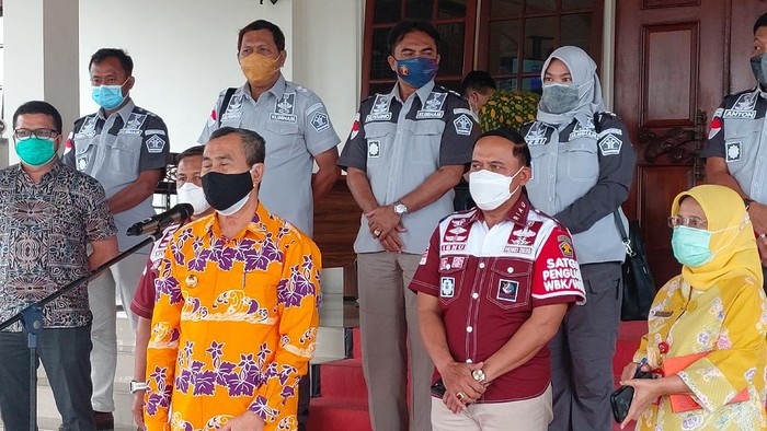 Konferensi pers terkait napi positif Corona di Lapas Pekanbaru (Chaidir-detikcom)