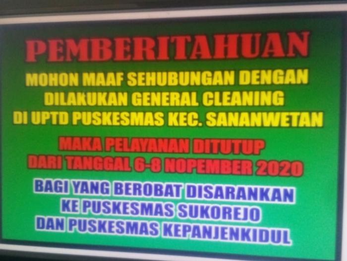 puskesmas ditutup