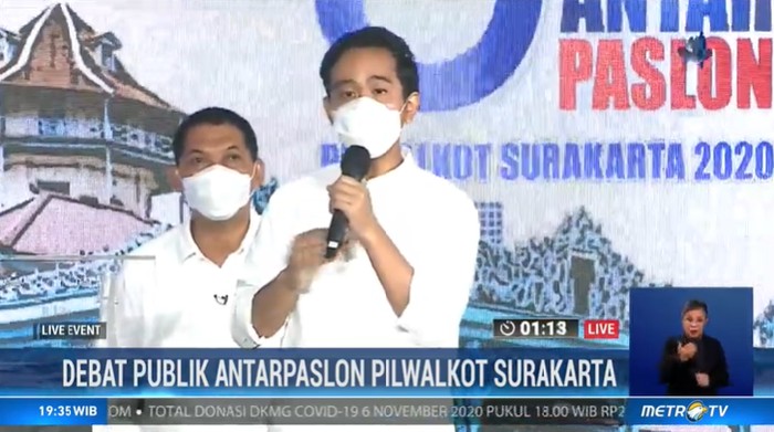 Cawalkot Solo Gibran Rakabuming Raka saat debat Pilkada Solo 2020