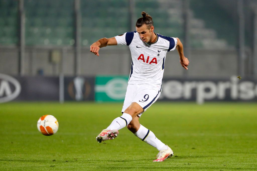 Gareth Bale RAZGRAD, BULGARIA - NOVEMBER 05: Gareth Bale of Tottenham Hotspur in action during the UEFA Europa League Group J stage match between PFC Ludogorets Razgrad and Tottenham Hotspur at Ludogorets Arena on November 05, 2020 in Razgrad, Bulgaria. Sporting stadiums around Bulgaria remain under strict restrictions due to the Coronavirus Pandemic as Government social distancing laws prohibit fans inside venues resulting in games being played behind closed doors. (Photo by Srdjan Stevanovic/Getty Images)