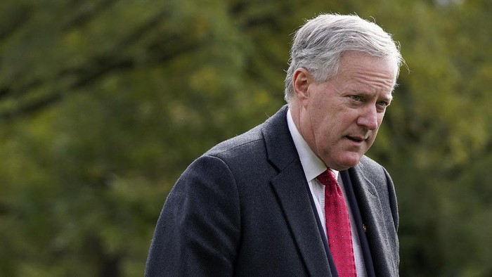 White House chief of staff Mark Meadows walks on the South Lawn of the White House in Washington, Friday, Oct. 30, 2020, before President Donald Trumps departure on Marine One. Trump is traveling to campaign events in Michigan, Wisconsin and Minnesota. (AP Photo/Patrick Semansky)