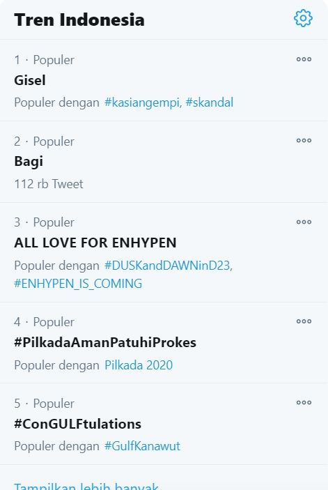 Lini masa media sosial digemparkan dengan temuan video seks mirip Gisel. Alhasil, artis bernama Gisella Anastasia itu jadi trending topic di Twitter.