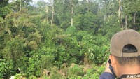 Petugas memantau dari kejauhan menggunakan teropong akan keberadaan hewan liar dan satwa yang dilidungi di kawasan HTI milik RLU. Foto: dok. RLU