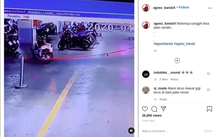 Motor Jalan Sendiri di Parkiran, Bikin MerindingMotor Jalan Sendiri di Parkiran, Bikin Merinding