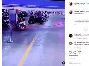 Bikin Merinding! Motor Ini Jalan Sendiri di Parkiran