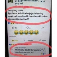 Kira-kira beneran bisa nggak ya? Cobain sendiri deh, siapa tau ada mukzizat terus dari cleaning service lama-lama bisa diangkat jadi dokter. Foto: Facebook