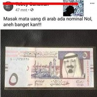 Mohon maaf bun tapi bahasa kita kan berbeda dengan bahasa Arab. Mata uang di Arab juga pastinya pakai bahasa Arab dong.. Dan kalau di sana itu artinya 5 bun, bukan 0. Foto: Facebook