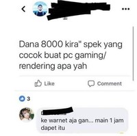 Jawabannya auto bikin nyesek. Makanya lain kali kalau mau beli PC gaming mending nabung dulu deh.. Foto: Facebook