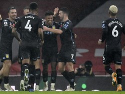 Skor 3-0 untuk Aston Villa bertahan hingga laga usai. Tim tamu berhasil meraih poin sempurna di markas Arsenal. Andy Rain/Pool via AP.