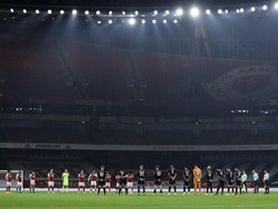 Arsenal vs Aston Villa berlangsung di Emirates Stadium, Senin (9/11/2020) dini hari WIB. Richard Heathcote/Pool via AP.