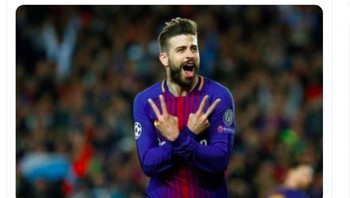 Gerard Pique pun menunjukkan berapa gol bersarang ke Real Madrid. Foto: istimewa
