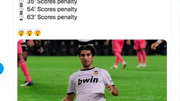 Carlos Soler mencetak 3 penalti ke gawang Madrid. Foto: istimewa