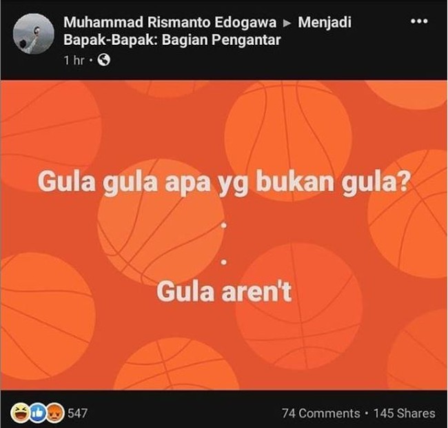 Kasian gula si gula aren, nggak diakuin sebagai gula karena namanya. Foto: Facebook/Menjadi Bapak Bapak: Bagian Pengantar