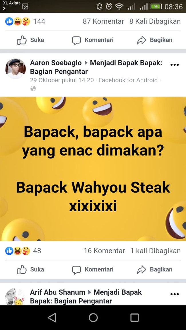Bapak Wahyu disamain sama wagyu steak nih.. Foto: Facebook/Menjadi Bapak Bapak: Bagian Pengantar