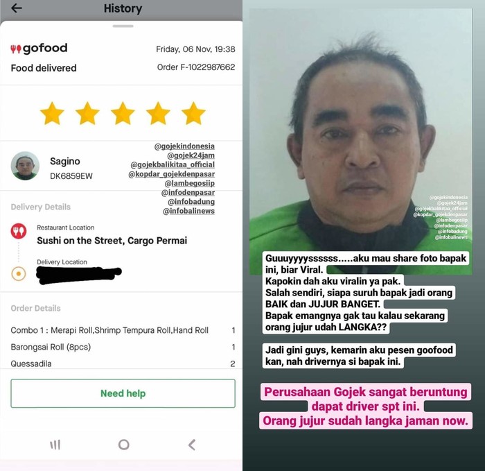 Curhatan Haru Netizen Pesan Sushi Lewat Driver Ojol yang Jujur Curhatan Haru Netizen Pesan Sushi Lewat Driver Ojol yang Jujur
