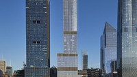 35 Hudson Yards adalah bangunan hunian tertinggi dari proyek Hudson Yard. Bangunan ini menampung 143 unit apartemen dan hotel mewah yang memiliki lebih dari 11 lantai. Bangunan 72 lantai itu menonjol di mata juri karena mengggunakan campuran bahan bangunan khusus. Fasadnya terbuat dari batu kapur dan kaca Bavaria sehingga penampilannya menjadi unik. (Foto: Dave Burk_ Courtesy SOM)