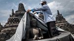 Begini Persiapan Candi Borobudur Antisipasi Erupsi Merapi