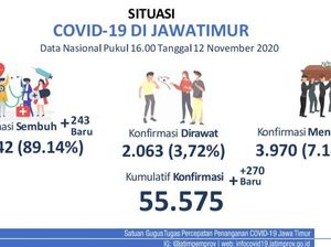 Update COVID-19 Jatim: 270 Kasus Baru, Sembuh 243