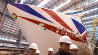 Butuh waktu dua tahun untuk membangun kapal pesiar Iona. Bagian-bagiannya disatukan di galangan kapal Meyer Werft, Papenburg, Jerman.