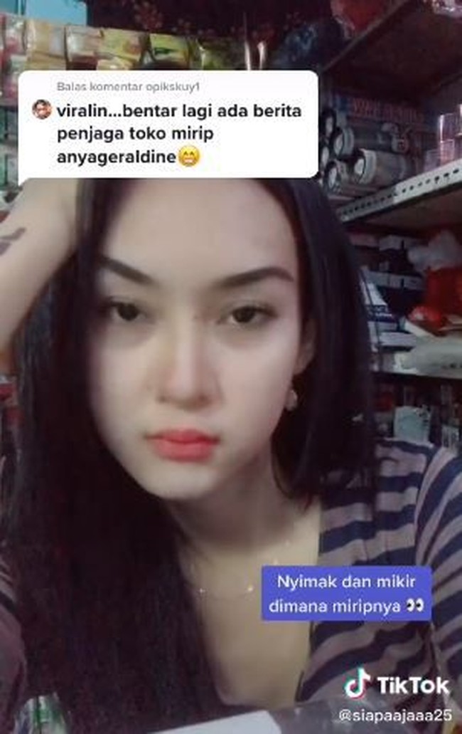Beberapa warganet menyebut gadis yang satu ini mirip dengan Anya Geraldine. Bagaimana menurutmu? Foto: TikTok @siapaajaaa25
