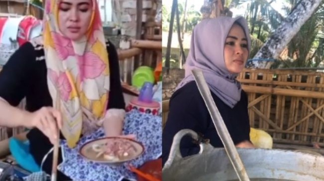 Kalau pedagang rujak asal Madura ini disebut mirip dengan Syahrini. Karena kemiripannya itu, banyak pembeli yang datang karena penasaran dan ingin bertemu langsung dengannya. Foto: Instagram/@sumenepfoodie