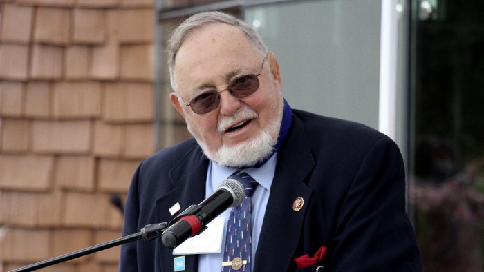 In this Aug. 26, 2020, photo, U.S. Rep. Don Young, an Alaska Republican, speaks during a ceremony in Anchorage, Alaska, celebrating the opening of a Lady Justice Task Force cold case office which will specialize in cases involving missing or murdered Indigenous women. Young announced Thursday, Nov. 12, 2020, on Twitter that he has tested positive for COVID-19. (AP Photo/Mark Thiessen)