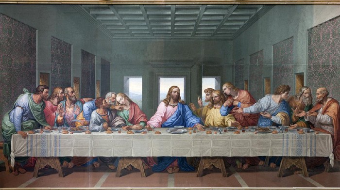 Vienna - Mosaic of Last supper of Jesus by Giacomo Raffaelli from year 1816 as copy of Leonardo da Vinci work on January 15. 2013 in VIenna.